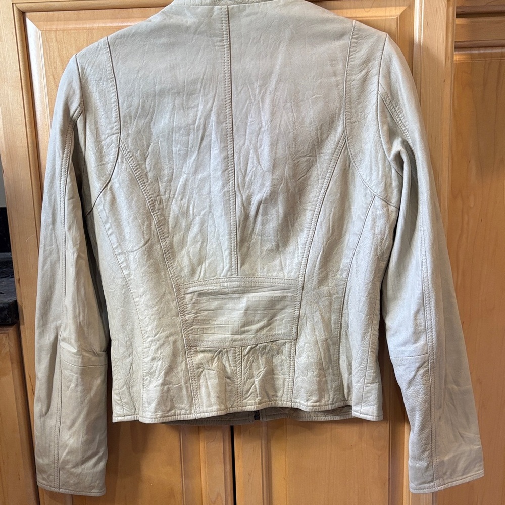 Beige Leather Jacket - image 5
